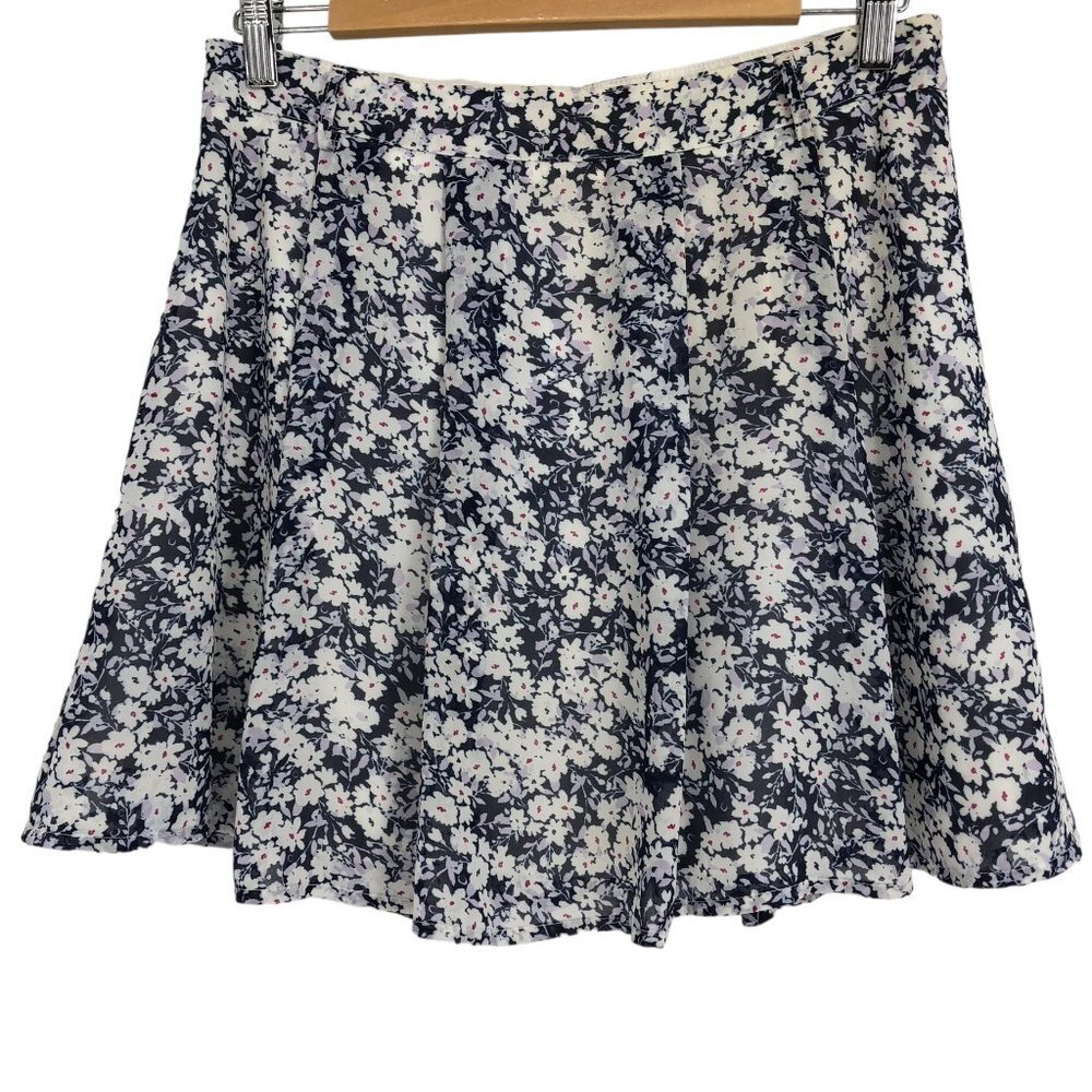 Dynamite Navy and White Floral Mini Flare Skirt fully lined size Medium